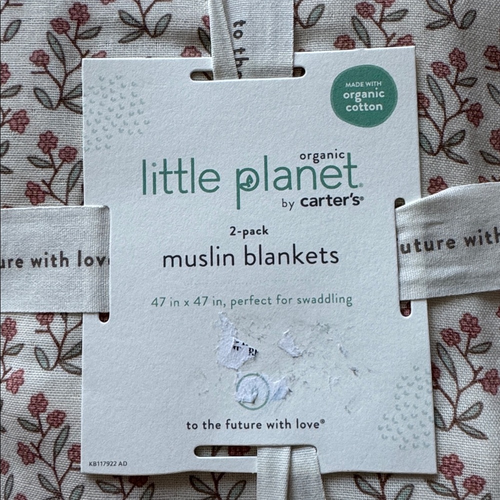 NWT Little Planet by Carter's 2-Pack Organic Cotton Muslin Swaddle Blankets - Picture 4 of 5